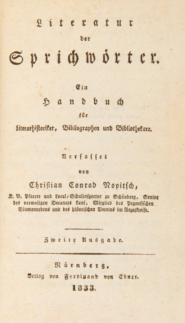 Literatur der Sprichwörter. Ein Handbuch für Literaturhistoriker, Bibliographen und Bibliothekare. 2. Ausgabe.