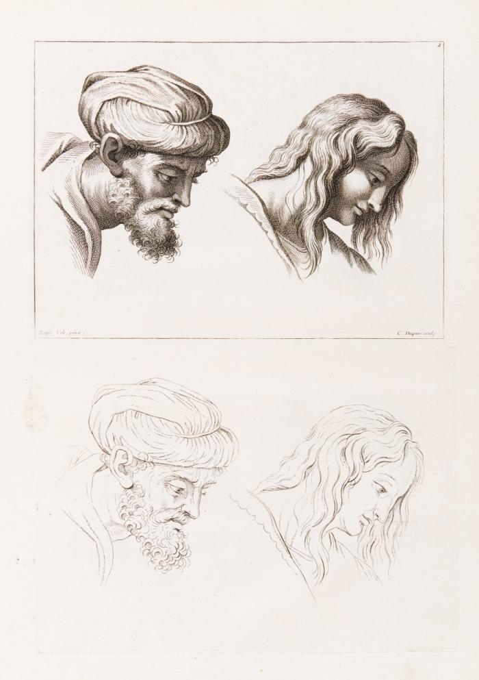 The School of Raphael: or, the Student’s Guide to Expression in historical Painting. Illustrated by Examples engraved by Duchange and others, under thje Inspection of  Sir Nicholas Dorigny, from his own Drawings after the most celebrated Heads in the Cartons at Hampton-Court.