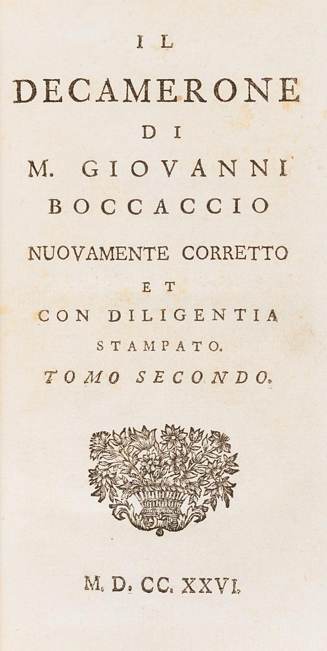 Il Decamerone nuovamente corretto et con diligentia stampato. 2 Bde.