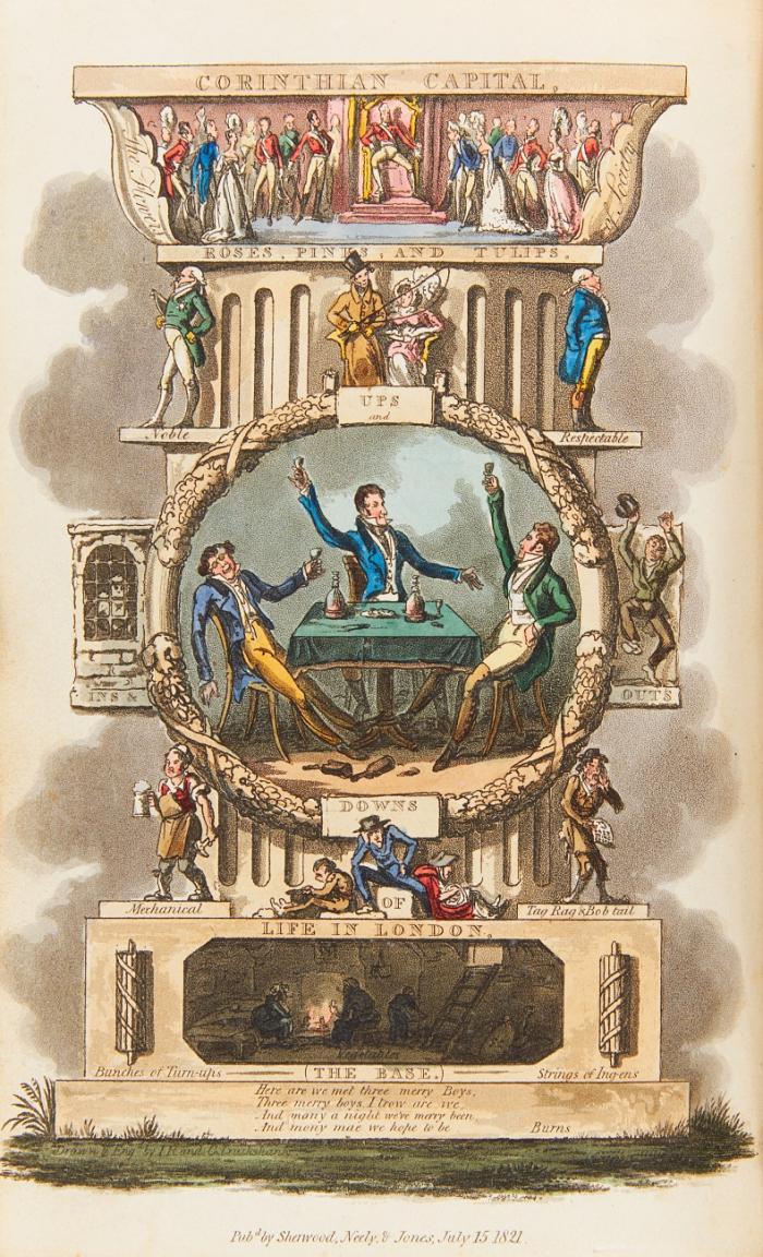 Life in London; or, the day and night scenes of Jerry Hawthorn esq. and his elegant friend Corinthian Tom accompanied by Bob Logic, the Oxonian, in their Rambles and Sprees through the Metropolis.