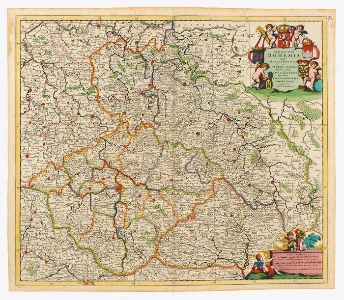 Böhmen / Schlesien. Regnum Bohemia, um 1680/90. / Mappa Geographica Regnum Bohemiae, um 1740. / Duvatus Silesiae, 1749. / Carte Generale du Royaume de Boheme, 1767.