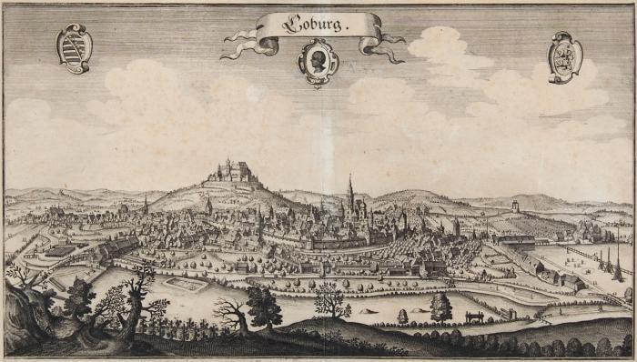 Coburg. Coburg, Gesamtansicht über den Main hinweg, im Hintergrund die Veste Coburg.