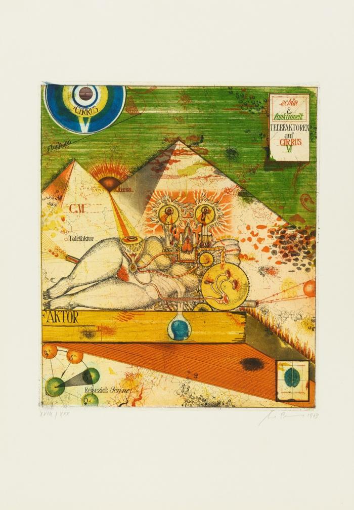 TELEFAKTOREN AUF CIRRUS VI 1973 / PARAPHRASE ÜBER >>ENTFÜHRUNG DER PSYCHE<< VON PRUD'HON 1974 / CASA VENUSIAE 1973