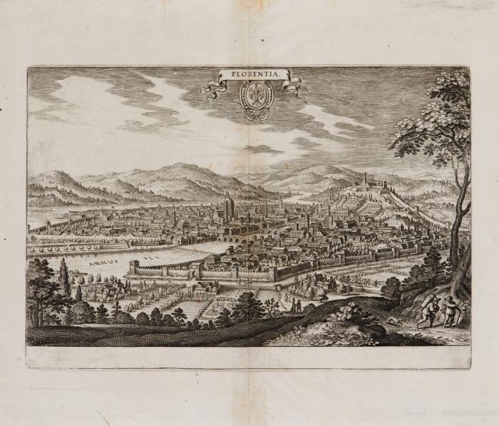 Florenz. Florentia. Gesamtansicht aus der halben Vogelschau.