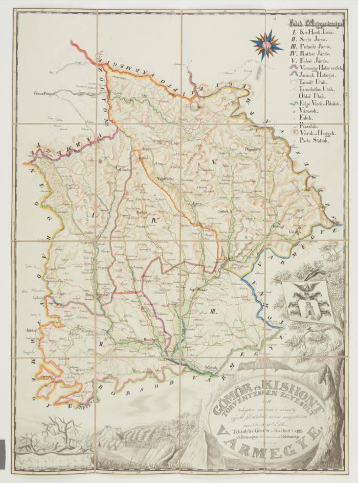 Ungarn/Slowakei. - 2 Manuskriptkarten.
1) Orientations Charte zur allgemeinen Beschreibung der Herrschaften Murany; Balogh; Rimaszets; Fülek dienend. Gez. durch Johann Kiszely im Jahr 1827. 54 x 69,5 cm. Grenzkolor. und mit hs. Kartusche und Legende. Aufgezogen in 15 einzelnen Segmenten auf Leinen.
2) Gömör és Kis-Hont vármegye. Tövenyessen egyesült. Leopold Lovus msk. [gez.]. 1831. 83,4 x 60 cm. Grenzkolor., mit hs. Legende und aquarellierter Wappen- und Landschaftsdarstellung mit Abbildung der Burg im unteren rechten Drittel. Aufgezogen in 16 Segmenten auf Leinen.