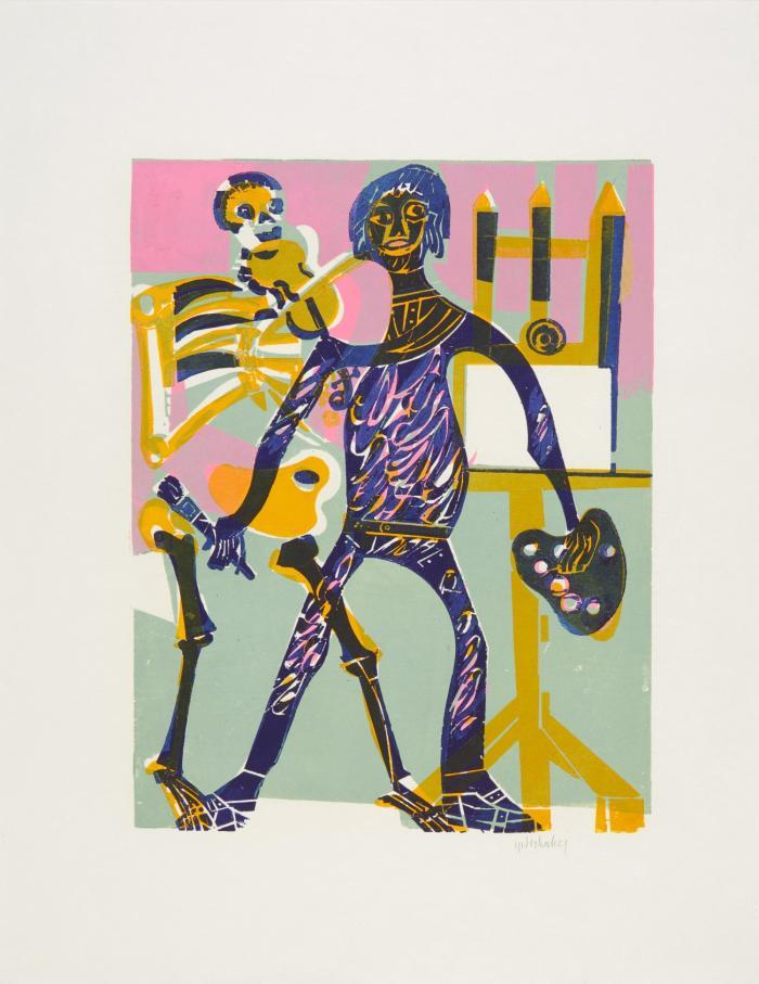 Totentanz von Basel mit den Dialogen des mittelalterlichen Wandbildes.