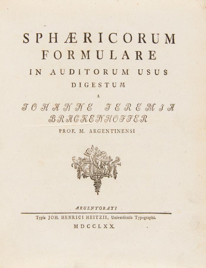 Sphæricorum formulare in auditorum usus digestum.