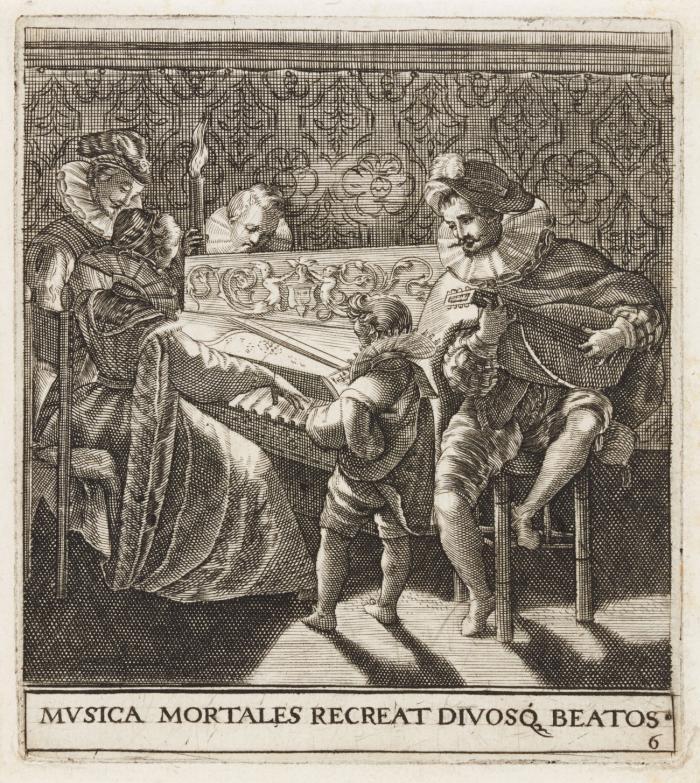 Kammerkonzert mit Spinett, Laute und Gesang (Musica Mortales Recreat Divosq Beatos).
