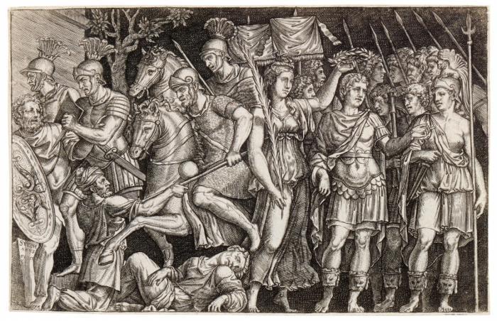 Trajan, von Viktoria gekrönt / Trajan bekämpft die Dacer.
