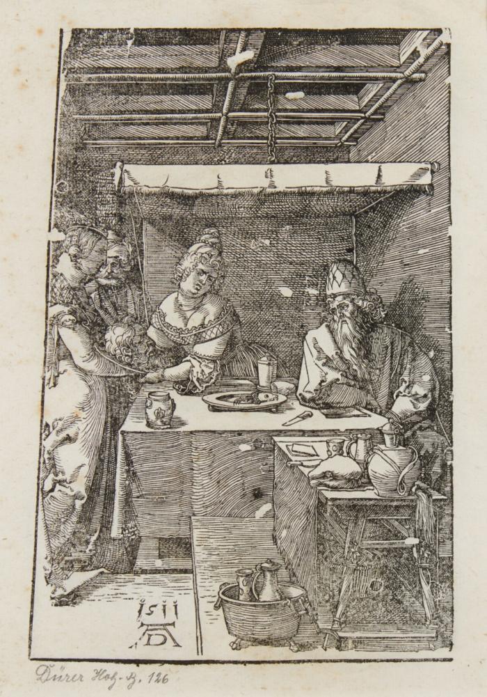 Herodias empfängt das Haupt des Johannes.