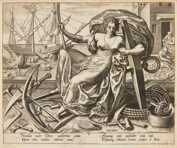 Artes Practicae, Manuales et Honestae (Die Tätigkeiten des Menschen: Ops/Landwirtschaft, Arachne/Textilproduktion, Larunda/Bauwesen, Doris/Seefahrt, Bellona/Waffenhandel, Politia/Politik)