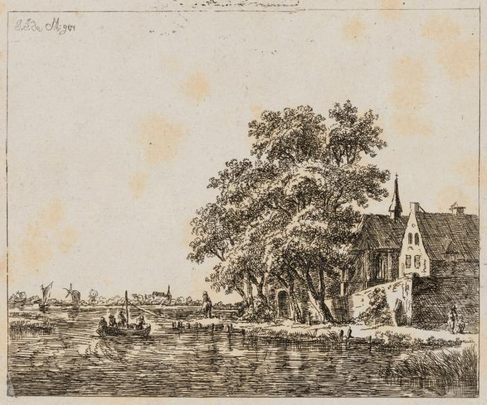 Kirche mit Friedhof am Kanal.