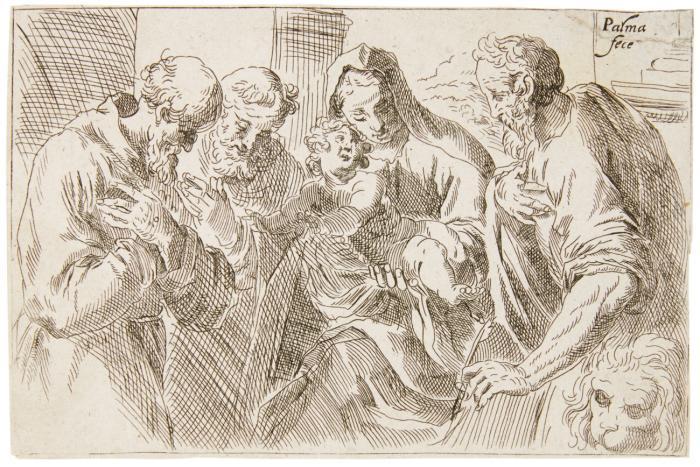 Die Heilige Familie mit dem Hl. Hieronymus und dem Hl. Franziskus.