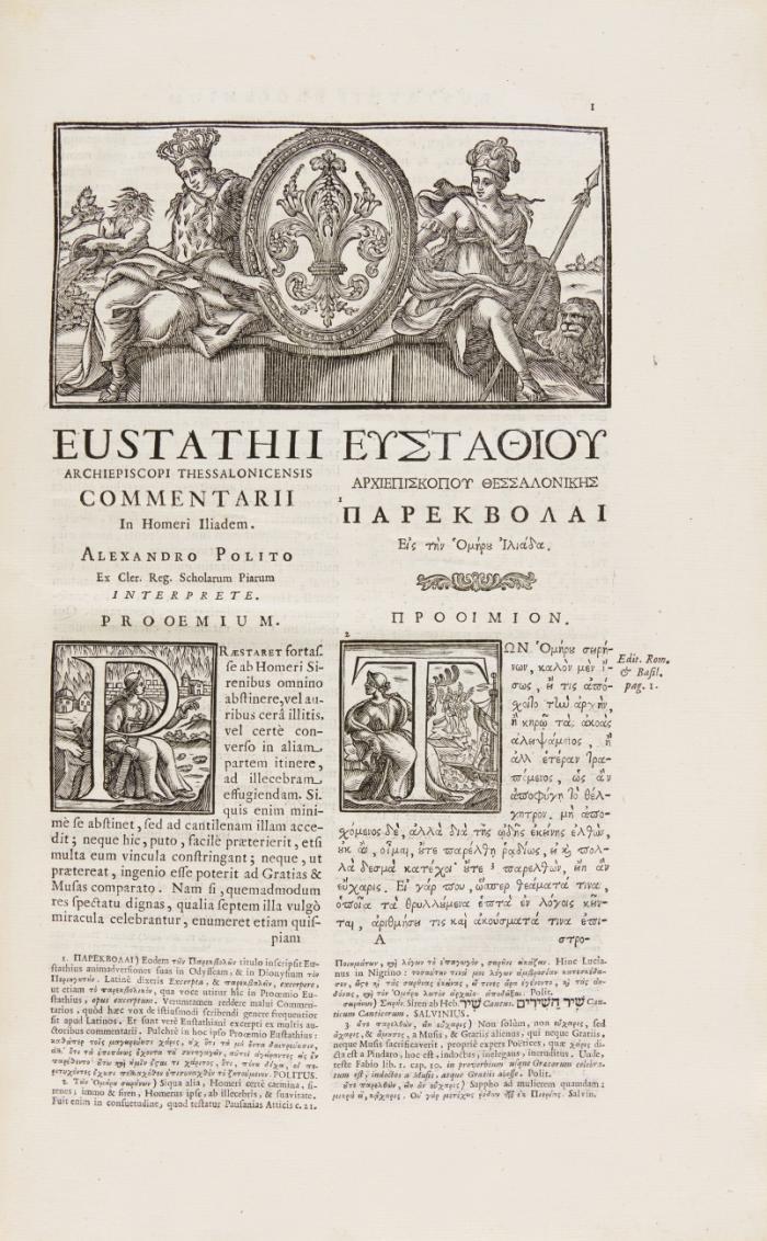 Commentarii in Homeri Iiadem. Alexander Politus ...nunc primum latinè vertit, recensuit, notis perpetuis illustravit. Acc, notae Antonii M. Salvini. 3 Bde. (gr. et lat.).