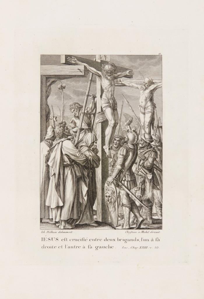 Oeuvre de Jean Holbein ou recueil de gravures d'apres ses plus beaux ouvrages, accompagnés d'explications historiques et critiques et de la vie de ce fameux peintre. Bände I u. II (v. IV) in 1 Bd.