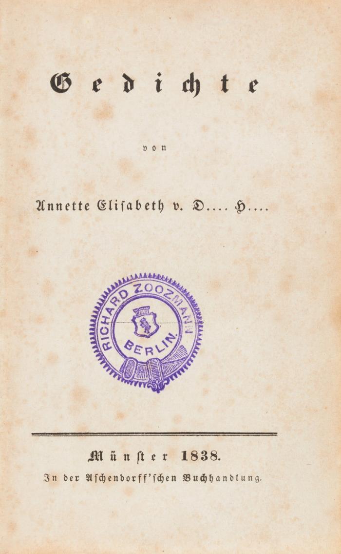 Gedichte. Von Annette Elisabeth von D.... H....