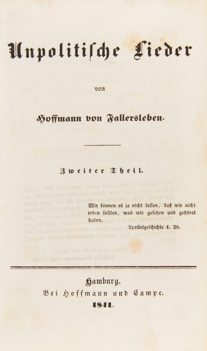Unpolitische Lieder. 2 Bde.
