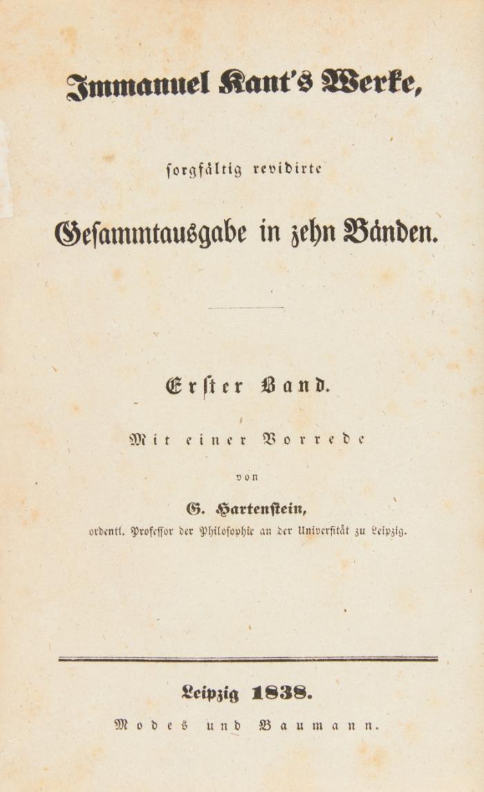 Werke, sorgfältig revidirte Gesammtausgabe in 10 Bänden. Hrsg. u. m. Einleitung v. Gustav Hartenstein.