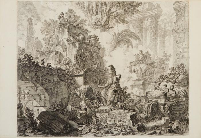 Vedute di Roma, Frontispiz mit dem Standbild der Minerva.