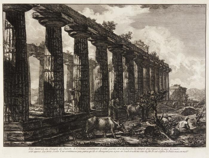 Vue laterale du Temple de Junon (Seitenansicht des Juno-Tempels, heute Tempel der Athene).