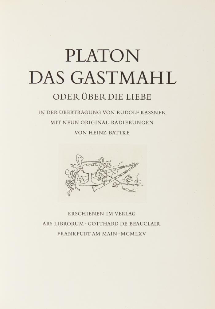 Das Gastmahl oder Über die Liebe. In der Übertragung von Rudolf Kassner.