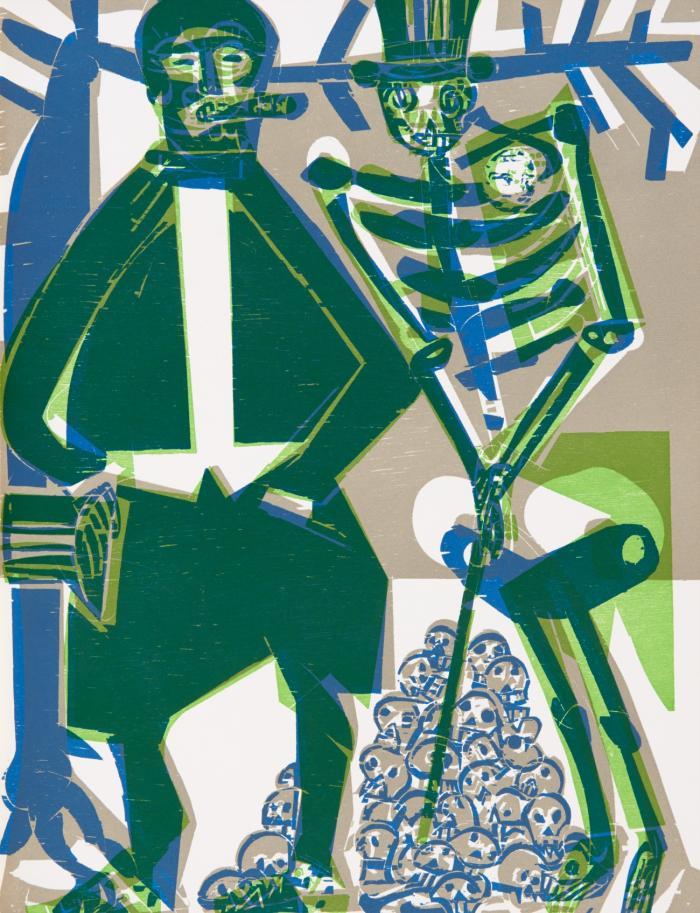Totentanz von Basel mit den Dialogen des mittelalterlichen Wandbildes.