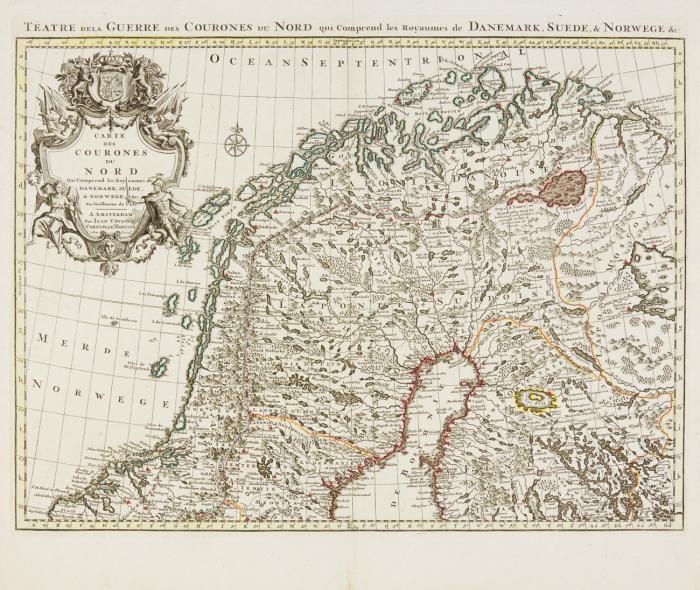 Skandinavien. Carte des Courones du Nord qui Comprend les Royaumes de Danemark, Suege, & Norwege &c:, mit dem Baltikum, Nordpolen und der deutschen Ostseeküste.