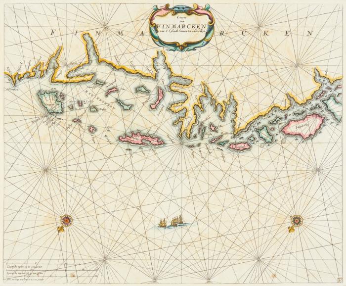 Finnmarck. Caarte van Finmarcken van t' Eylandt Sanien tot Noordkyn, die Nordküste Norwegens von Senja bis Magerøya.
