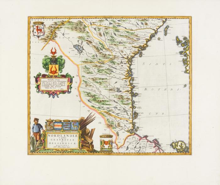 Norrland. Nordlandiae et quibies Gestricia et Helsingicae regiones, Norrland mit den Provincen Gästrikland, Hälsingland, Medelpad, Jämtland und Ångermanland.