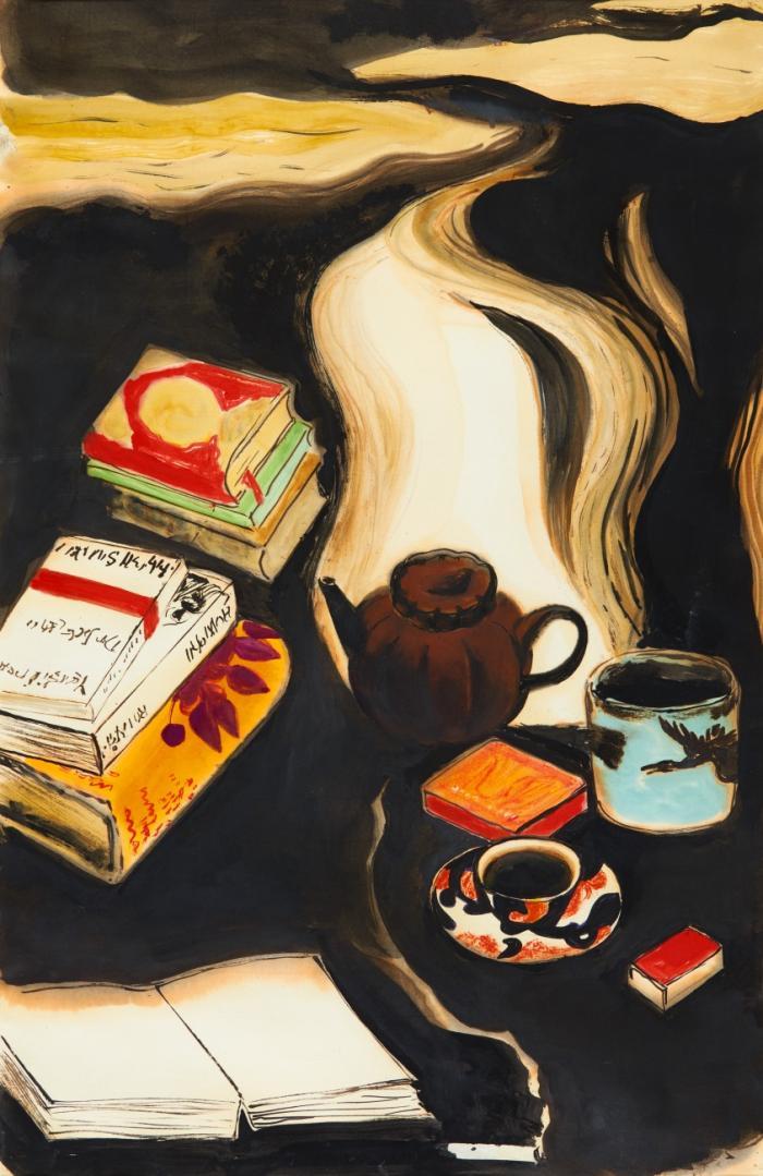 Bücher. – Stillleben mit Büchern.