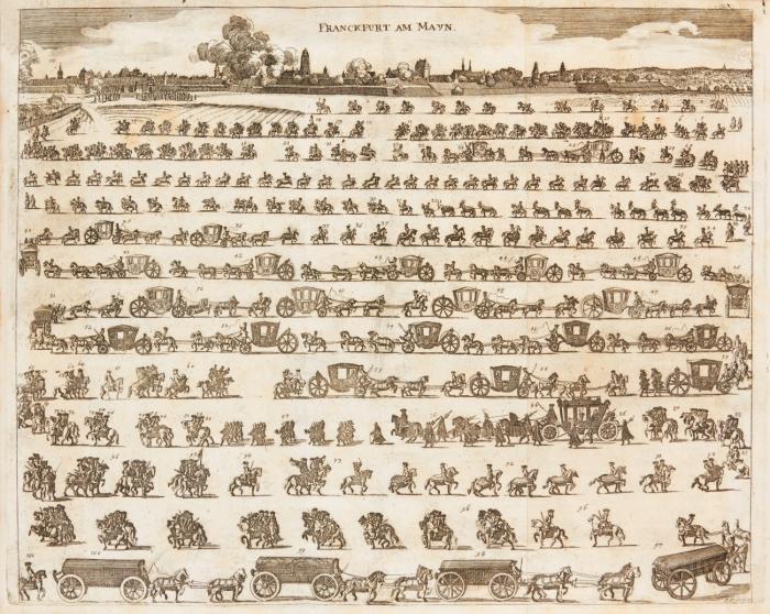 Eigentliche Beschreibung deren zu Franckfurth am Mayn Anno 1711. vollzogenen Wahl- und Crönungs- Actuum, Ihrer Römisch. Kayserl. Mayest. Caroli VI. Mit beygefügung deren nach denen Originalien collationirten Kayserlichen Wahl- Capitulation und Reversalien. 3 Tle. in 1 Bd.