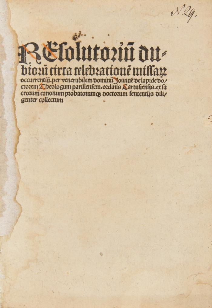 Resolutoriu[m] dubioru[m] circa celebratione missa[rum] occurrentiu[m] ...  ex sacrorum canonum probatorum[que] doctorum sententijs diligenter collectum.