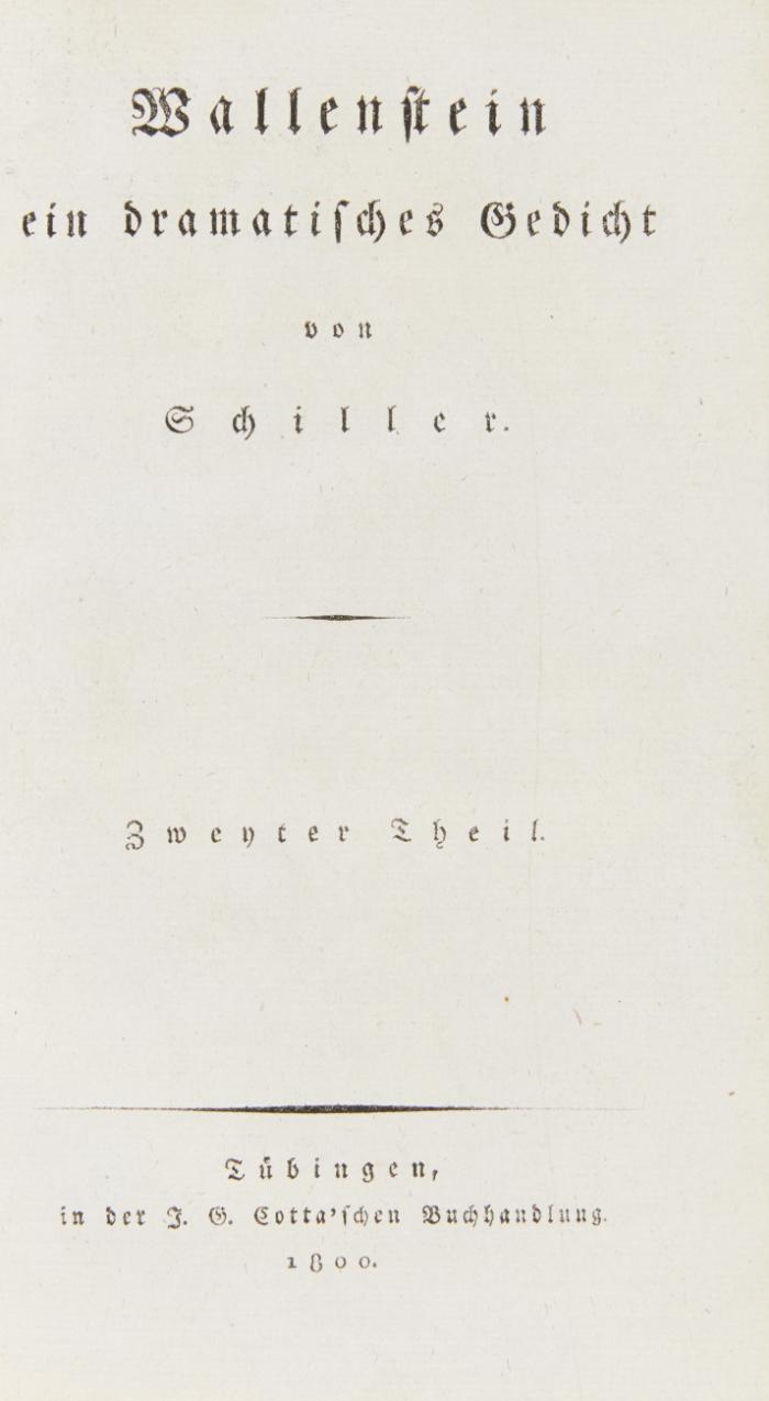 Wallenstein ein dramatisches Gedicht.  Erster [u.] zweyter Theil in 1 Bd.