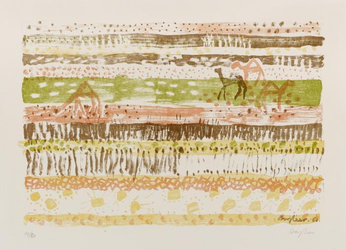 VULKANISCHE LANDSCHAFT 1965 / WINTER AM STROM 1965 (2x) / OHNE TITEL 1965 / TUNESISCHE WÜSTE 1966