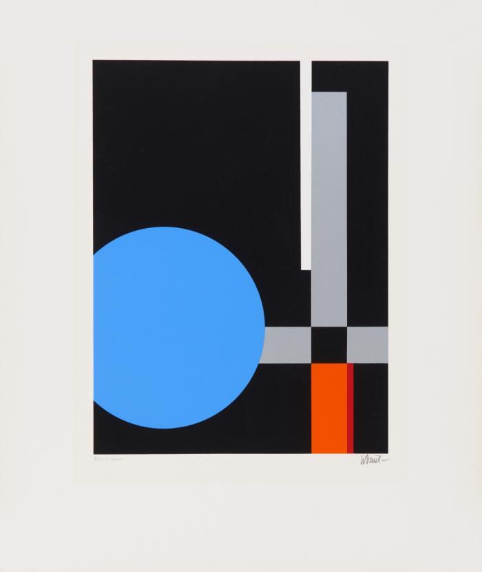 AUF GRÜNEM GRUND / BLAUE SCHEIBE (AUS: ZEHN SERIGRAPHIEN NACH HINTERGLASBILDERN)