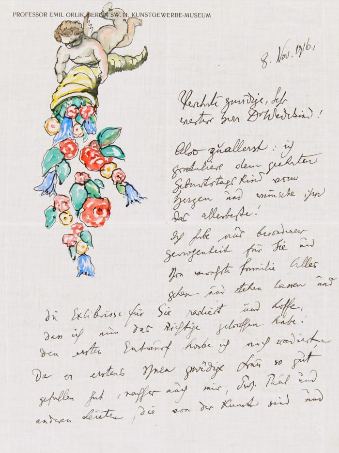 KORRESPONDENZ WEGEN GESTALTUNG EINES EXLIBRIS