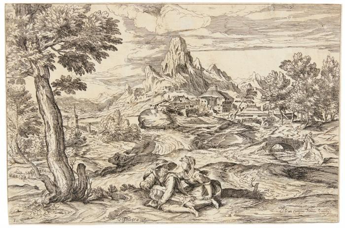 Landschaft mit Drehleiermann.