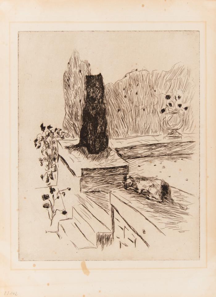 Hund und Katze, aus: Dingo (p.130). 1924/ 2 Blatt (Katze/Paar) aus: La vie de sainte Monique. 1930.