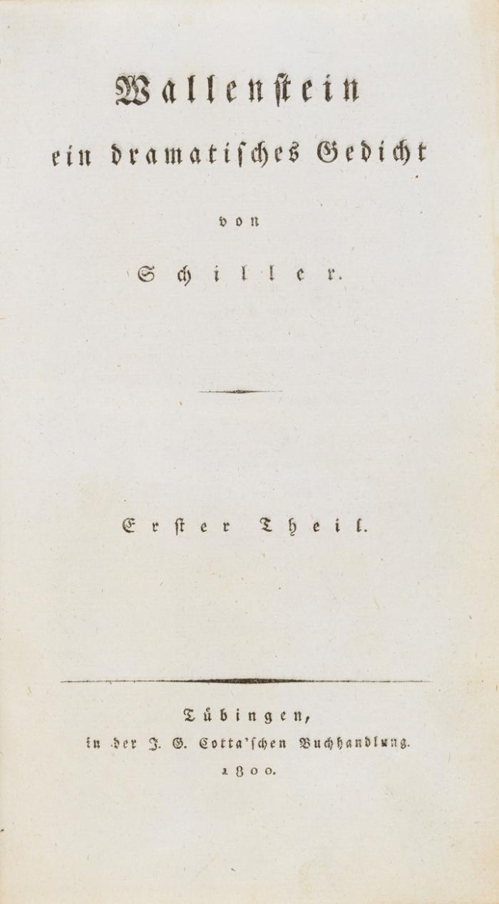 Wallenstein ein dramatisches Gedicht. Von Schiller. Erster [u.] zweyter Theil in 1 Bd.
