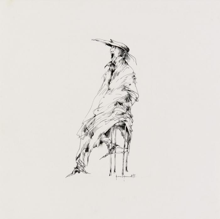 OHNE TITEL (GÄHNENDER MANN / ANGLER, 2 VERSCHIEDENE)