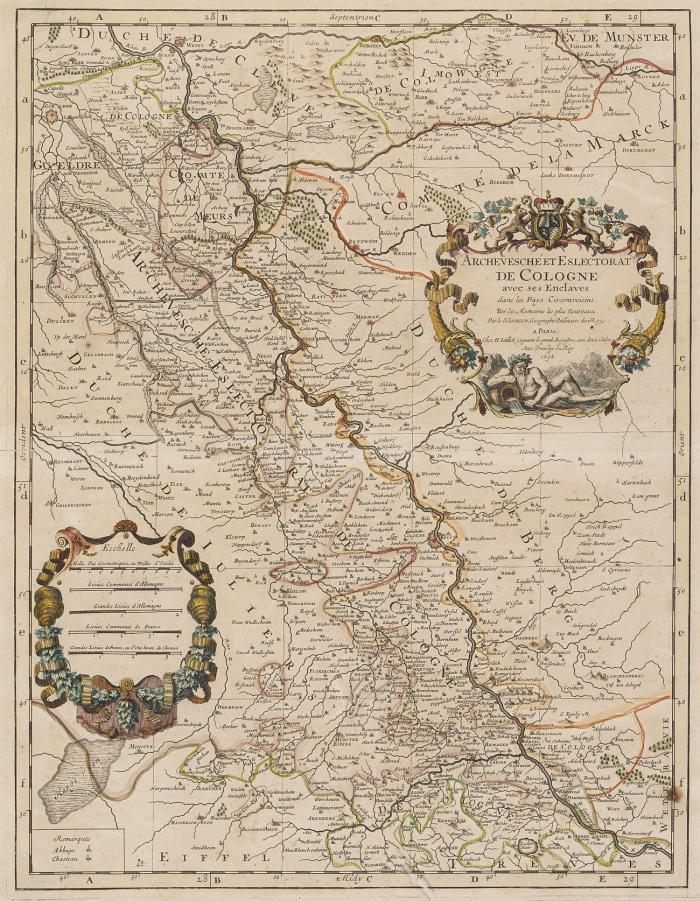 Deutschland. – Sammlung von 3 Blatt Karten verschiedener Regionen und Städte in unterschiedlichen Techniken auf Bütten aus dem 17. & 18. Jahrhundert.