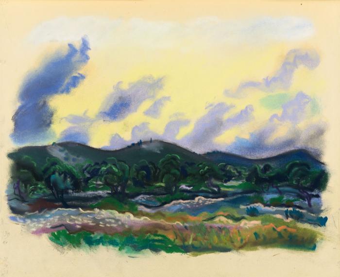 OHNE TITEL (BAUMREIHE VOR HÜGELN)