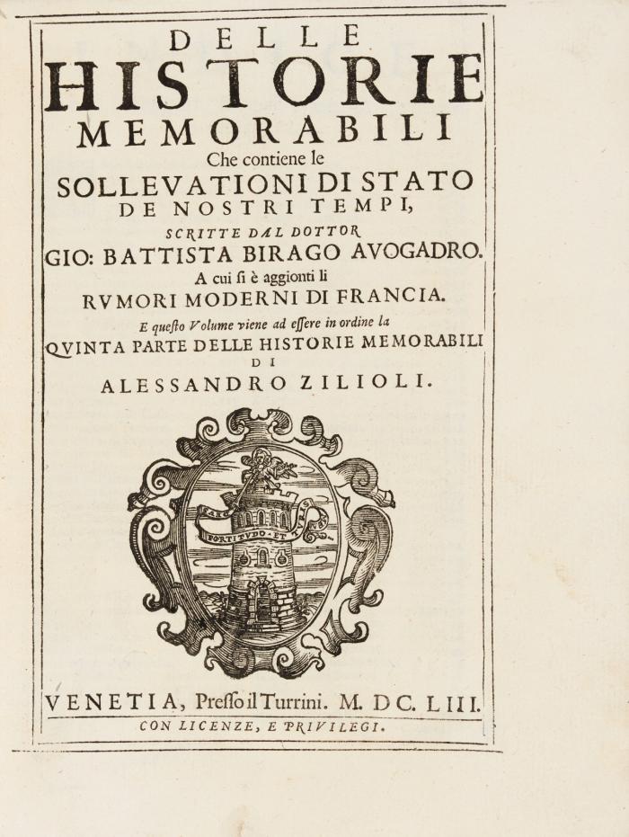 Delle historie memorabili che contiene le sollevationi di stato de nostri tempi.