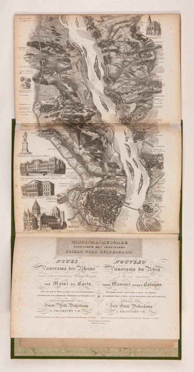 Neues Panorama des Rheins und seiner nächsten Umgebungen von Mainz bis Coeln. Auf's neue nach der Natur gezeichnet ... / Nouveau Panorama du Rhin ... [Paralleltitel]