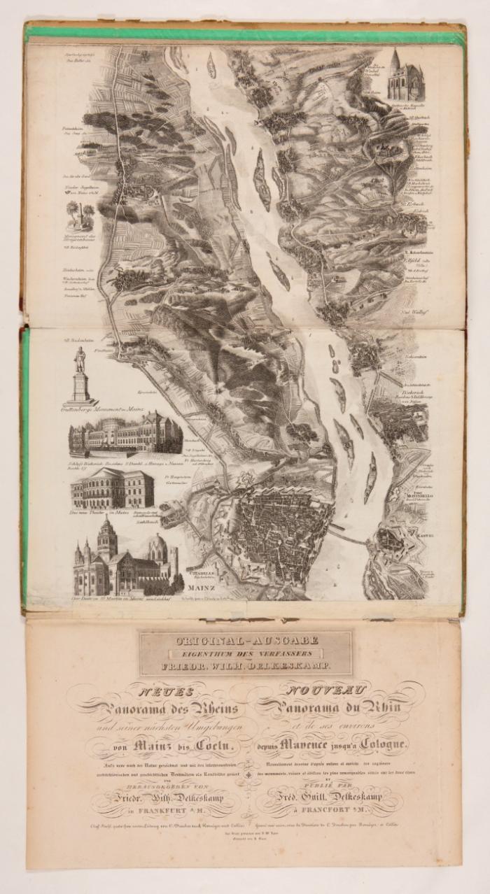 Neues Panorama des Rheins und seiner nächsten Umgebungen von Mainz bis Coeln. Aufs neue nach der Natur gezeichnet und mit den interessantesten architektonischen und geschichtlichen Denkmälern als Randbilder geziert / Nouveau Panorama du Rhin et de ses environs [Paralleltitel].