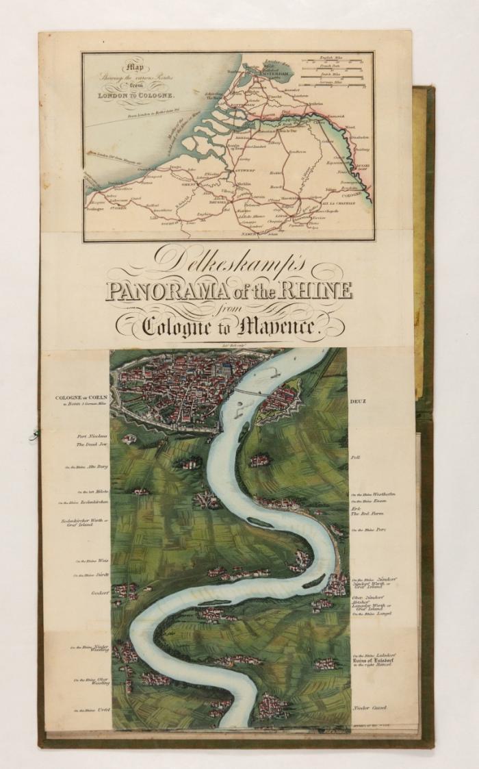 Panorama of the Rhine and the adjacent country, from Cologne to Mayence, drawn from nature, ... to which are now added maps, showing the routes from Calais, Ostend, and Rotterdam, to Cologne, and from Mayence to the sources of the Rhine; together with the steam boat compagnion, describing the places between Rotterdam and Mayence.