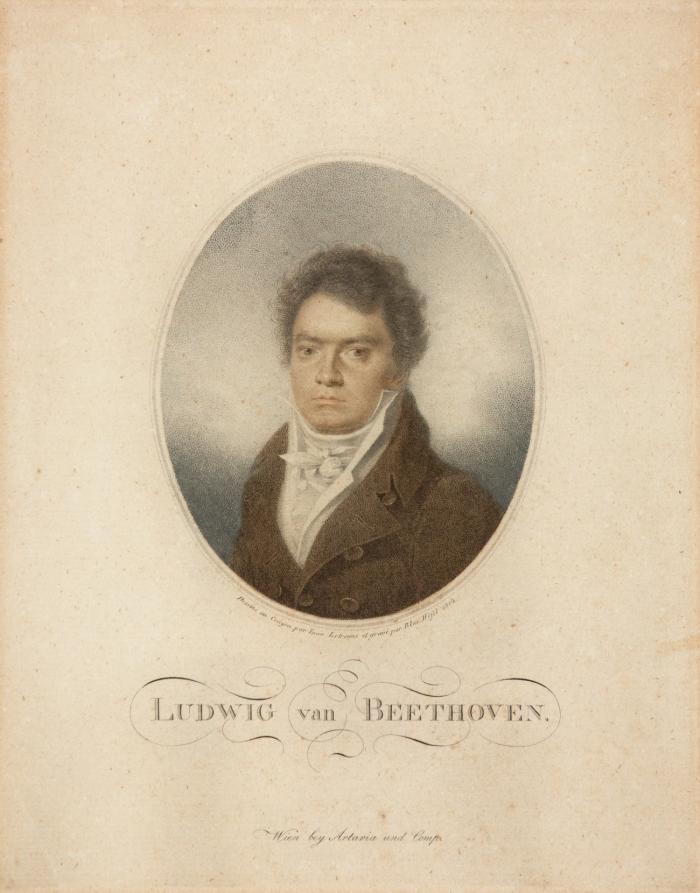 Ludwig van Beethoven (Bonn 1770 - 1827 Wien). Brustbild im Oval, leicht nach links.