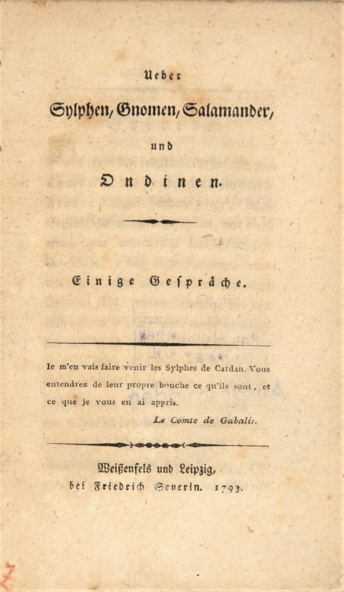 Ueber Sylphen, Gnomen und Ondinen. Einige Gespräche. 2 Tle. in 1 Bd.
