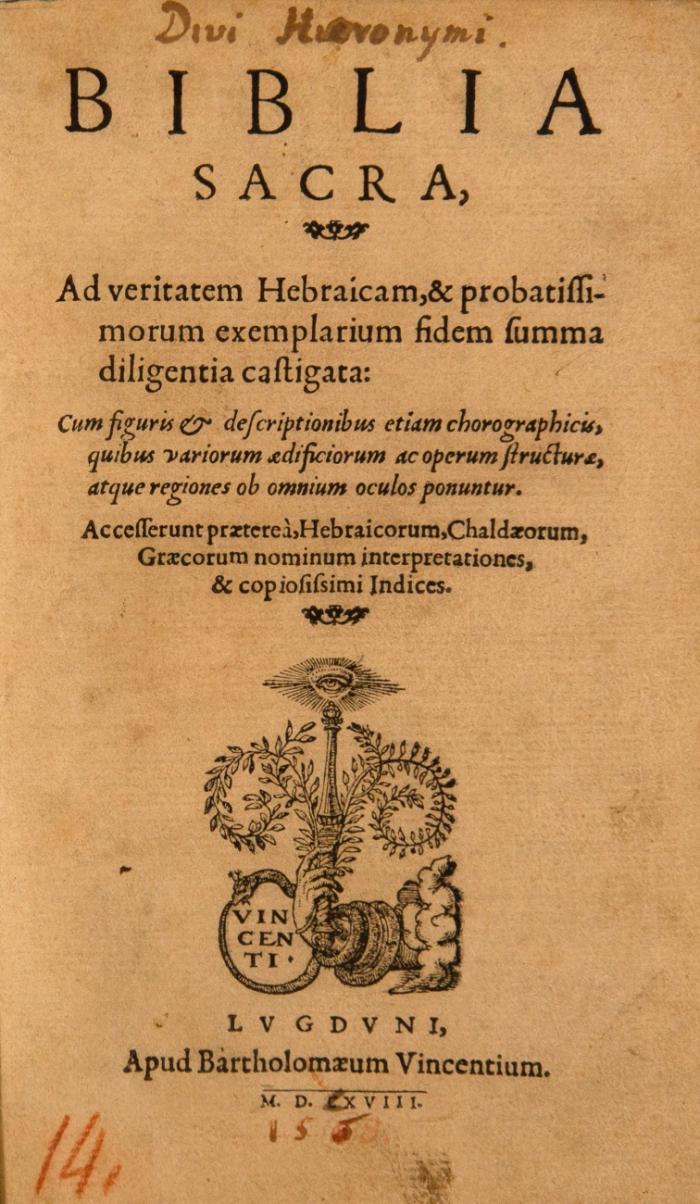 Biblia Sacra, ad veritatem Hebraicam, & probatissimorum exemplarium fidem summa diligentia castigata ...