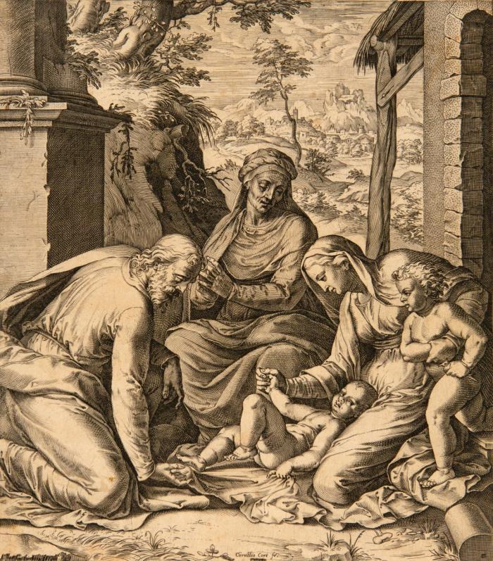 Die Heilige Familie mit der Heiligen Anna und Johannes dem Täufer.